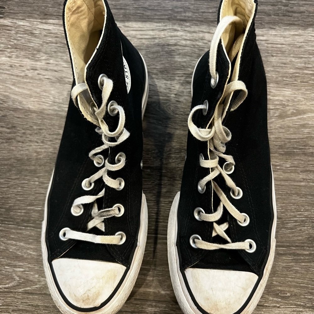 Converse Black and White High-Top Platform Sneakers
